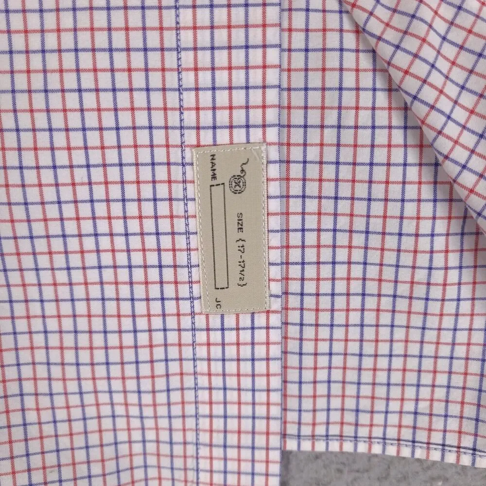 J Crew Shirt Mens XL White Blue Red Plaid 2 Ply‎ Cotton Button Down Long Sleeve